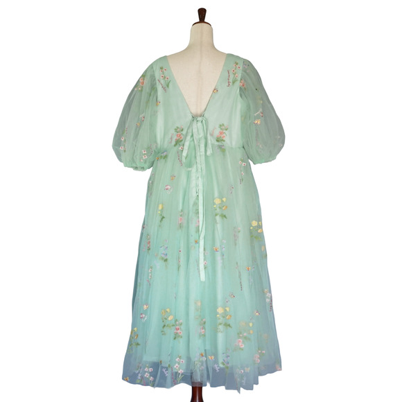 Fairy Butterfly Floral Embroidery Peasant Dress 20W Cottagecore Coquette Wedding - Picture 2 of 16